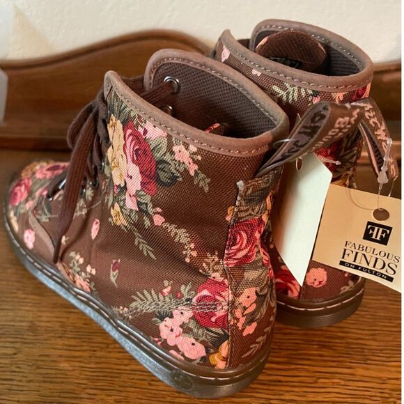 Dr Marten Woman's Boots Size 8 Brown Floral Canvas Shoreditch Airware Lace Up - Picture 4 of 12